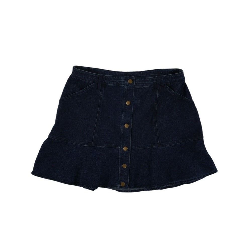 Draper James‎ Denim Mini Skirt Women's Size 18 Dark Stone Blue Ruffle Hem